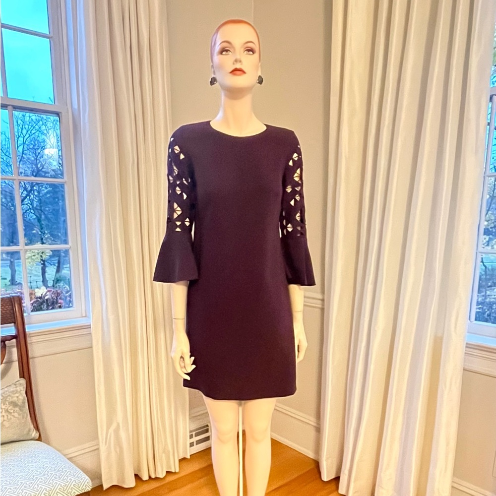 Elie Tahari Purple/Maroon Cut Out Sleeve Esmarella Dress Sz 2 NWTS Retail $398.